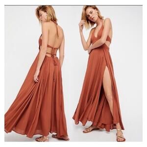 Free People Lille layered maxi dress bronze XS NEW